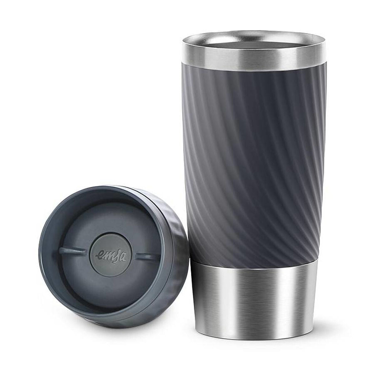 Travel thermos flask Emsa EASY TWIST Anthracite
