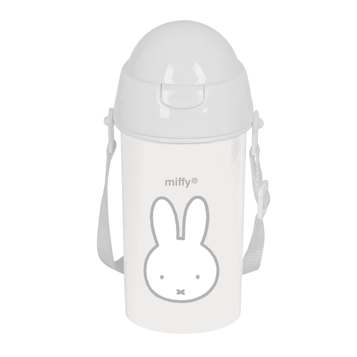 Bottle with Lid and Straw Miffy Niebla Grey 500 ml