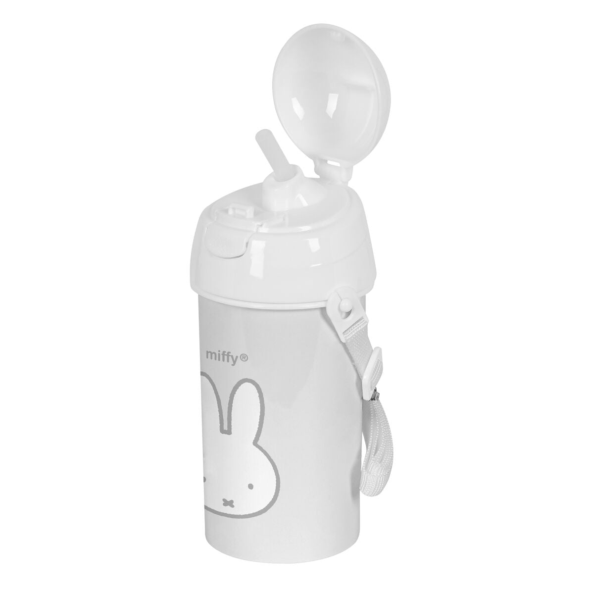 Bottle with Lid and Straw Miffy Niebla Grey 500 ml