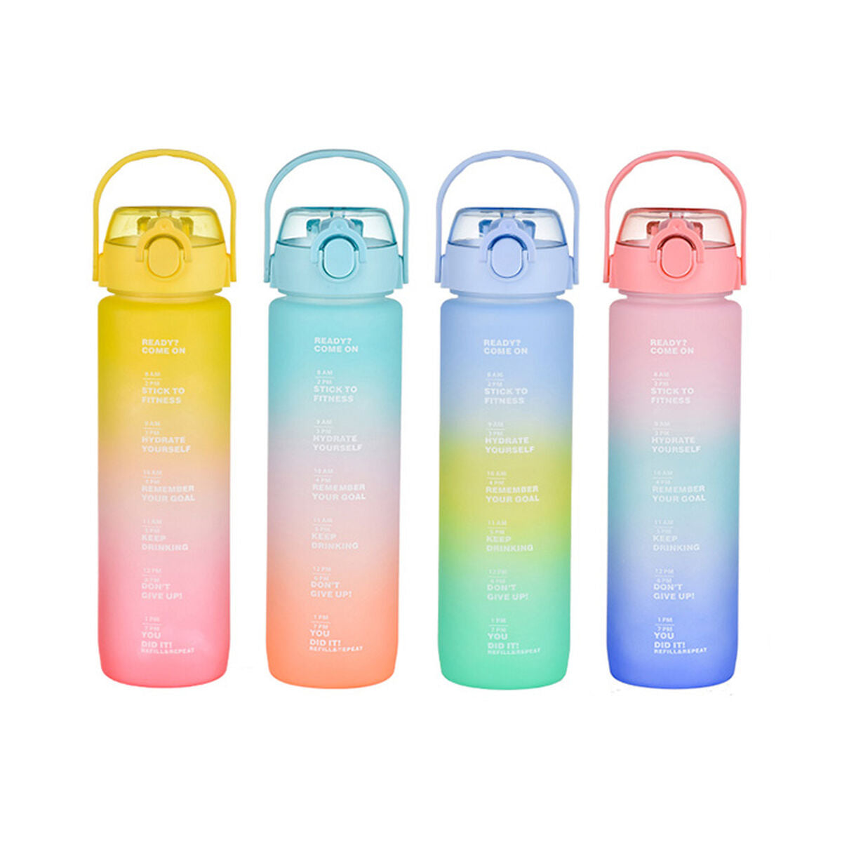 Bottle with Lid and Straw Bewinner Multicolour 800 ml