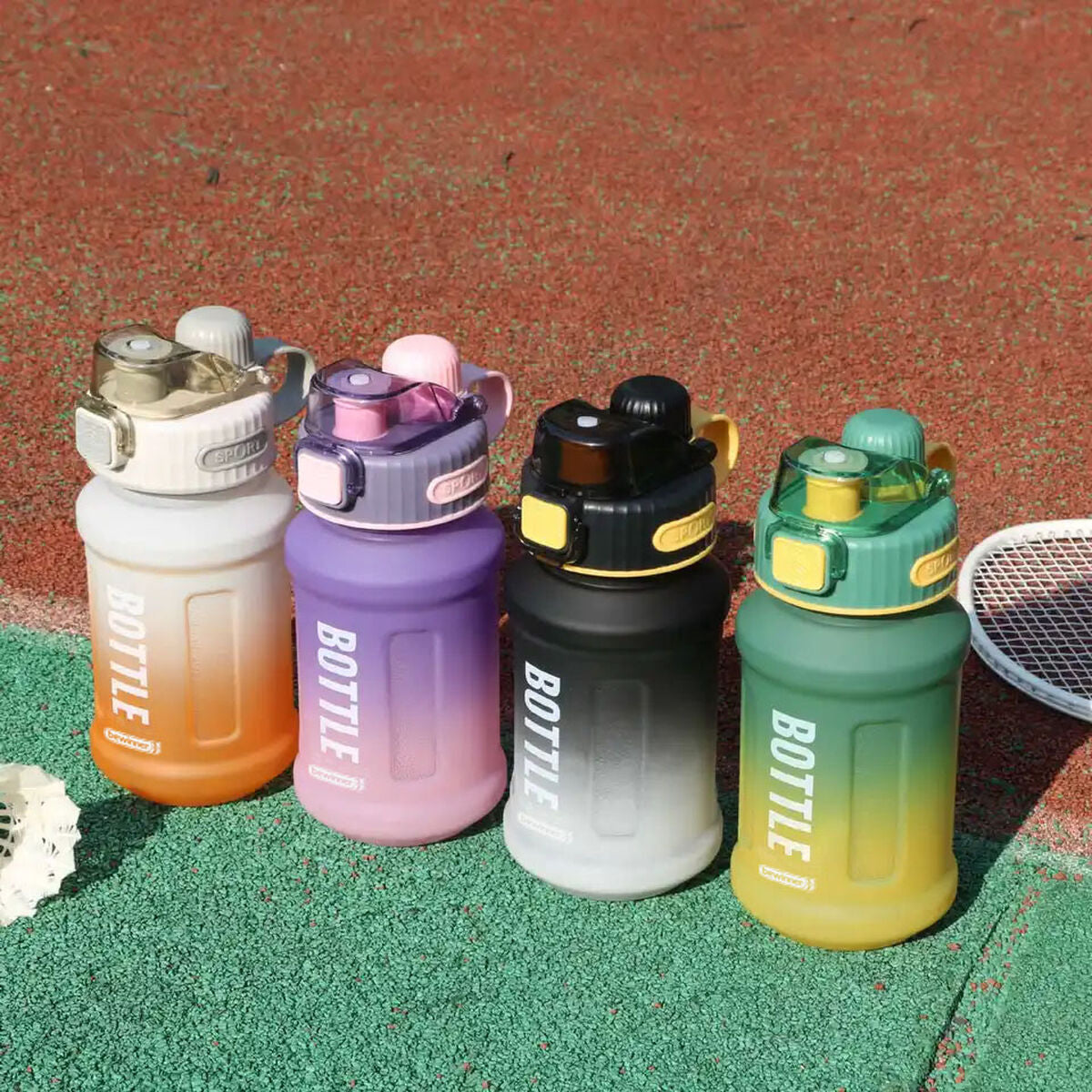 Bottle with Lid and Straw Bewinner Multicolour