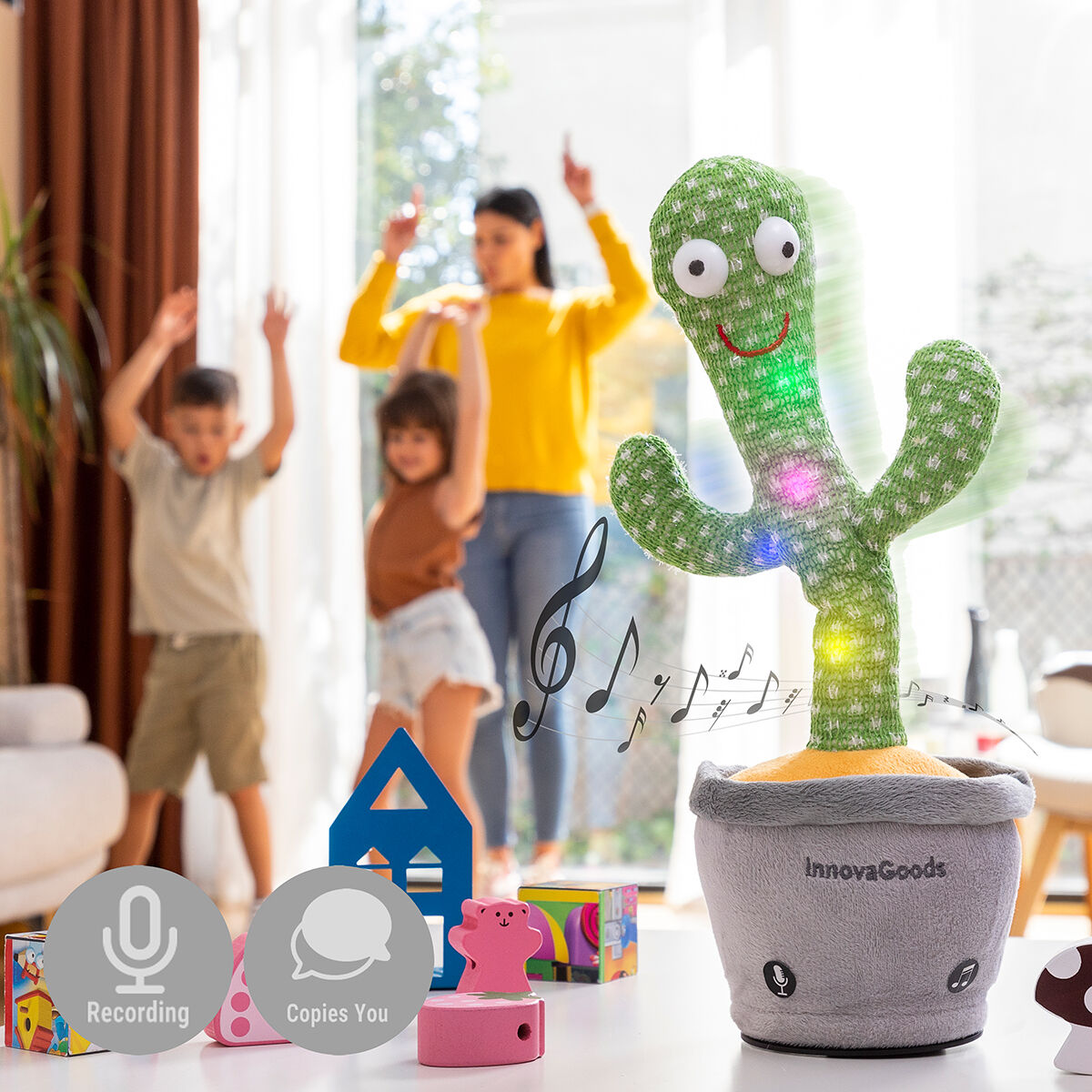 Rechargeable Dancing and Talking Cactus with Music and Multicoloured LED