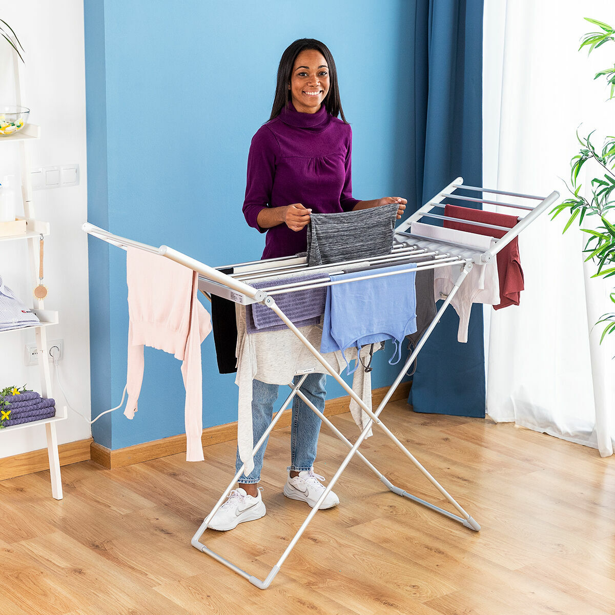 Folding Electric Drying Rack with Wings Drywing 20 Bars 230 W