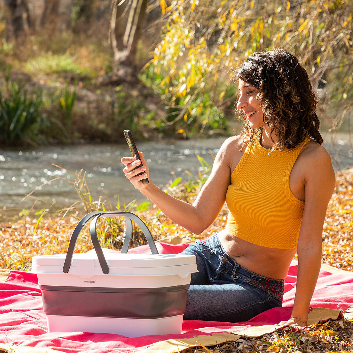 Folding Picnic Basket with Lid-Table