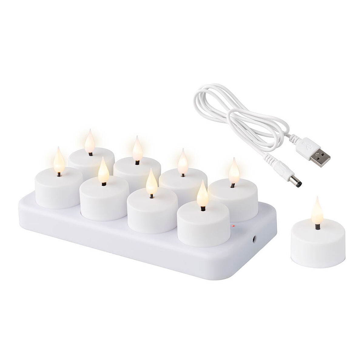 LED Candle Lumineo White Rechargeable Inside (8 Units)
