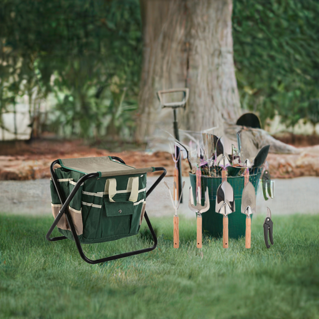 Garden tool kit Home ESPRIT 7 Pieces Black Green Silver