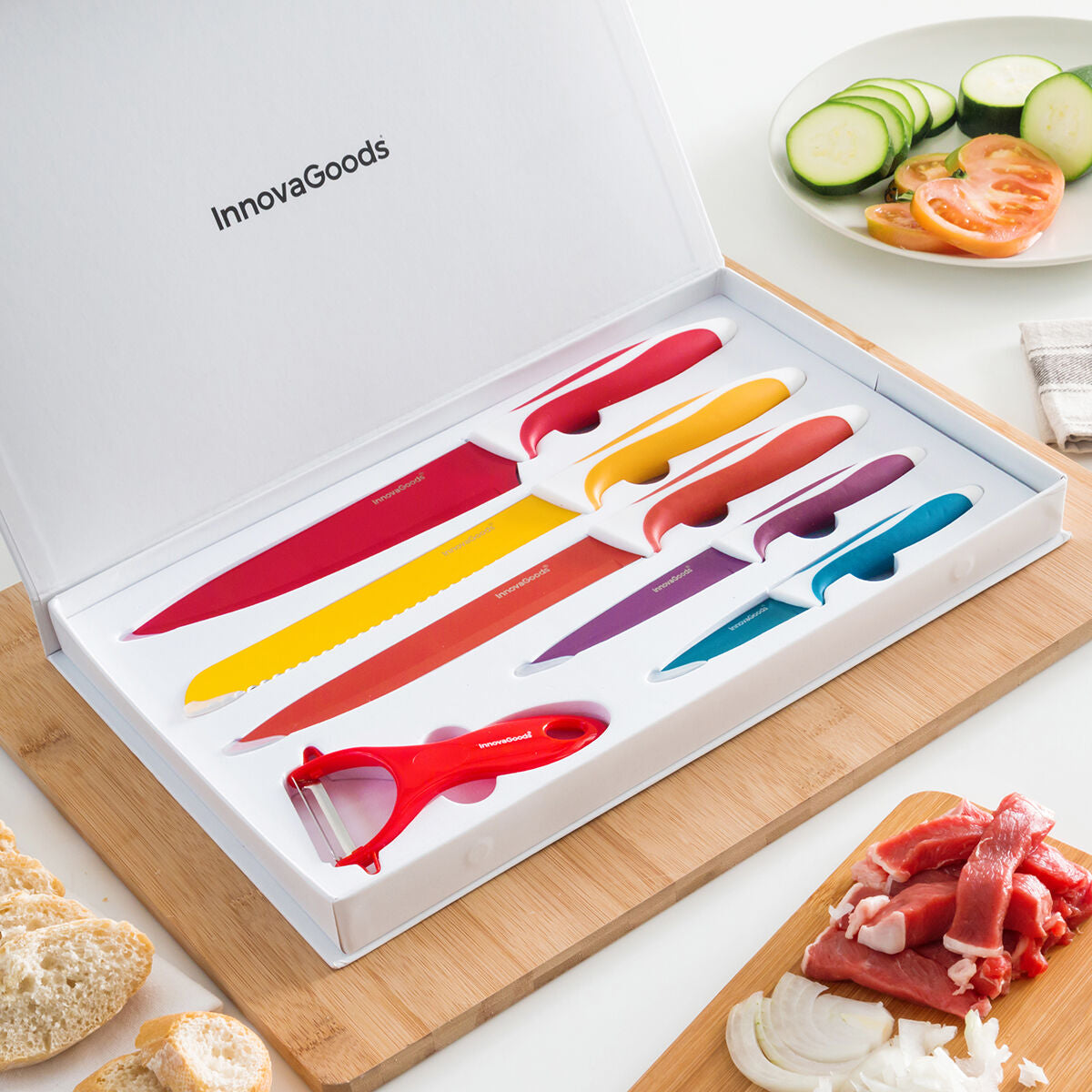 Set of Ceramic Coated Knives with Peeler