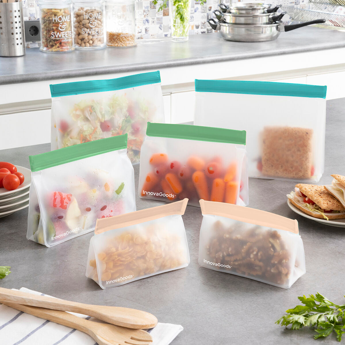 Set of Reusable Hermetically-sealed Bags 6 Units