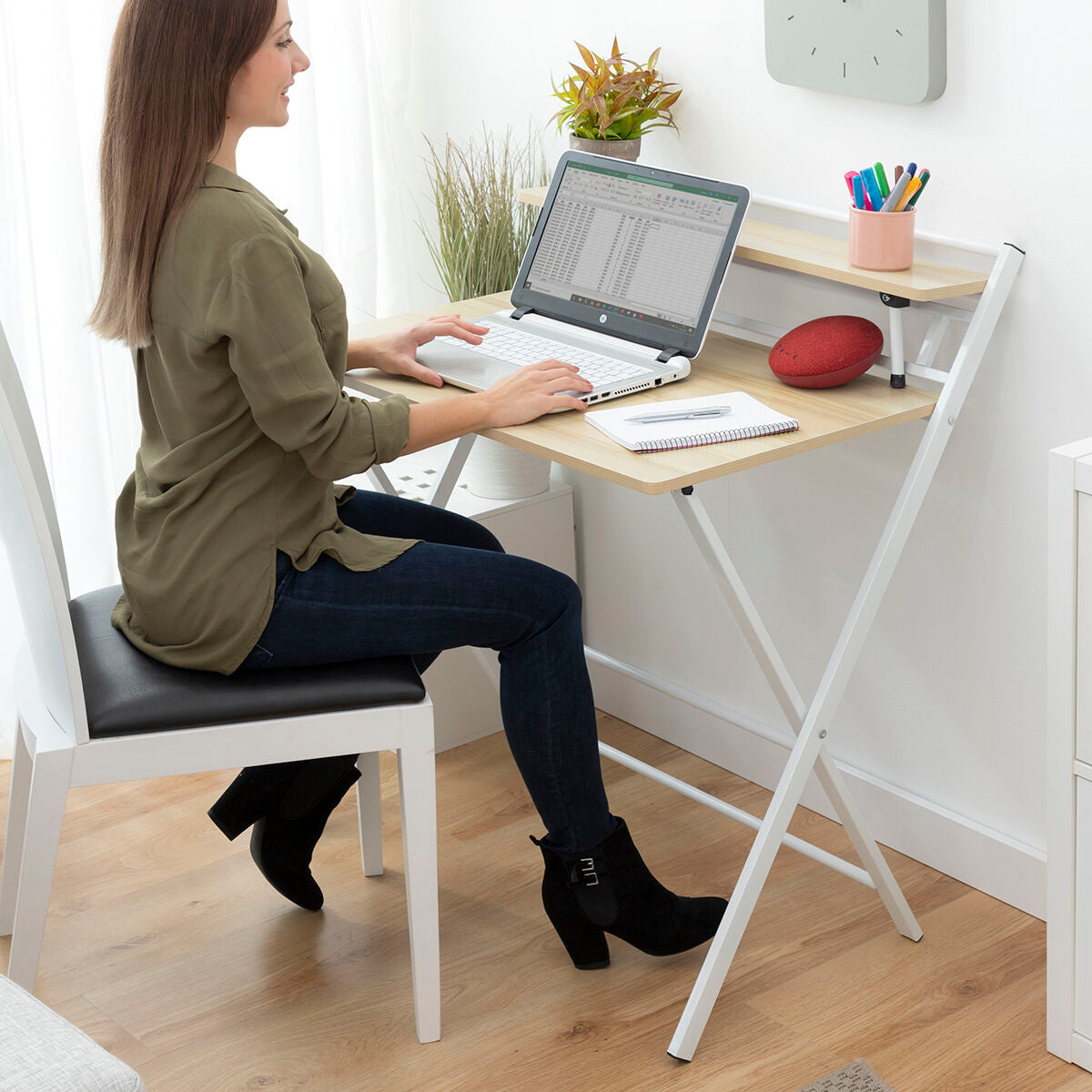 Folding Desk with Shelf Tablezy