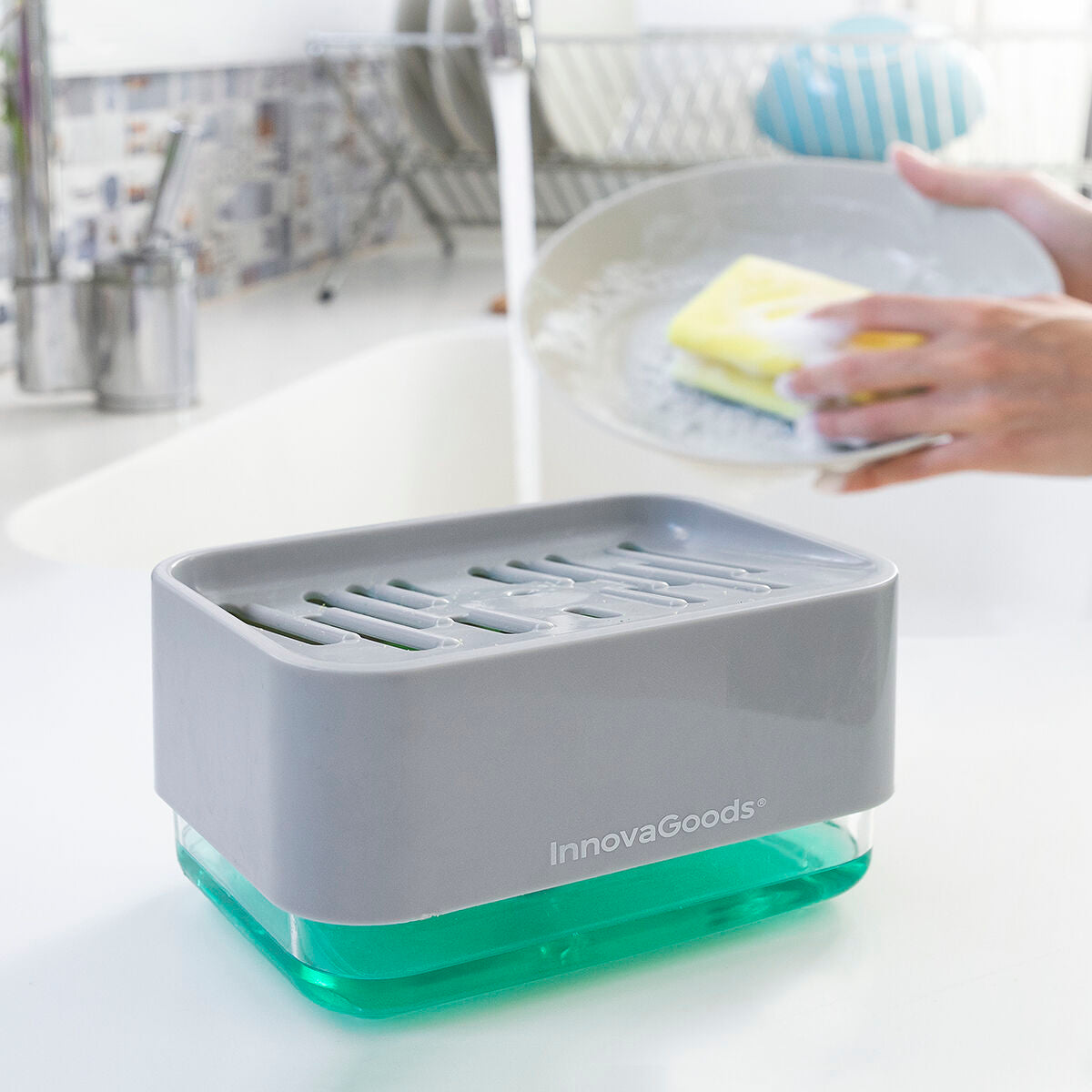 2-in-1 Soap Dispenser for the Kitchen Sink Pushoap