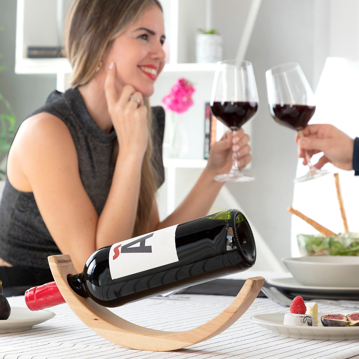 Floating Wooden Wine Bottle Holder