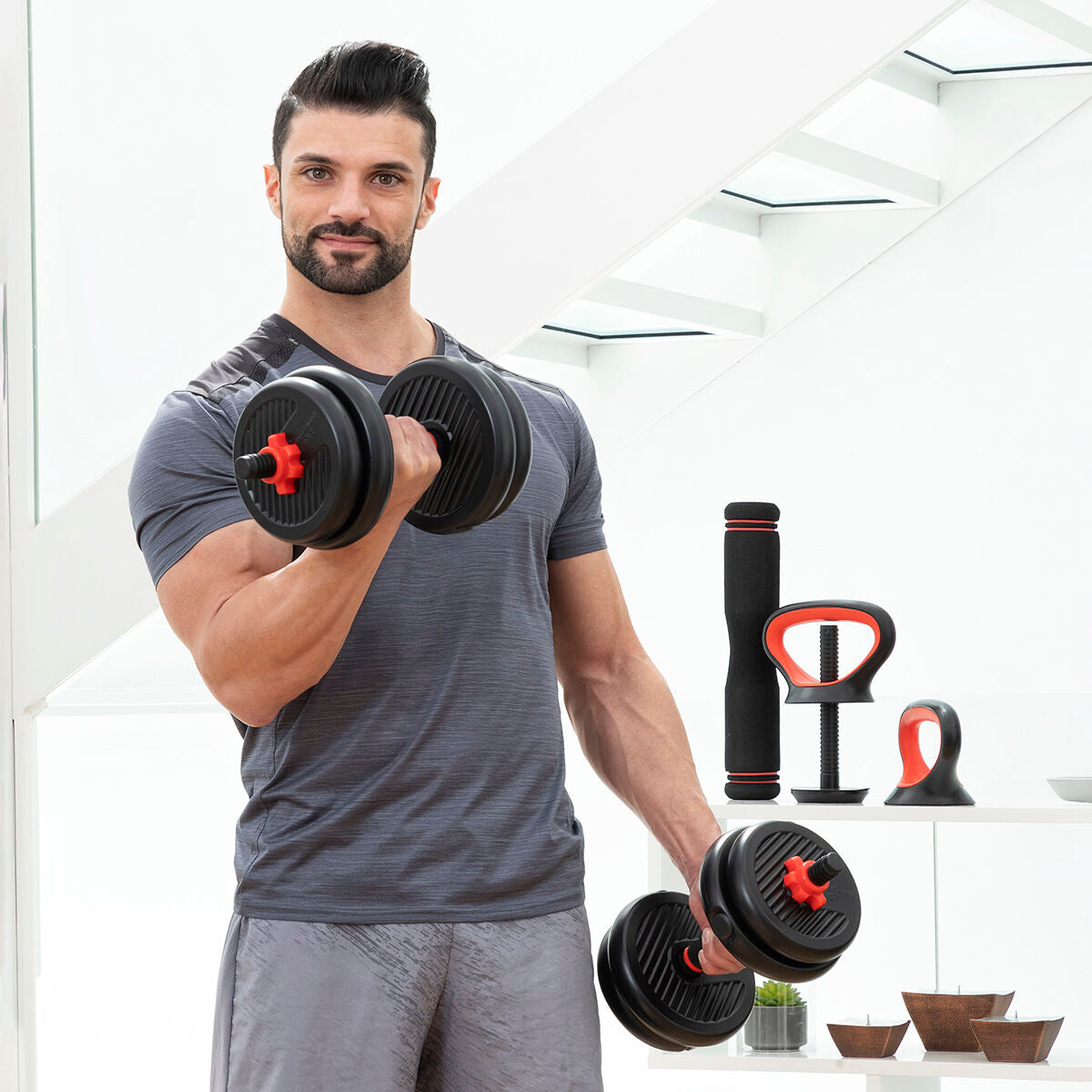 6-in-1 Set of Adjustable Weights with Exercise Guide