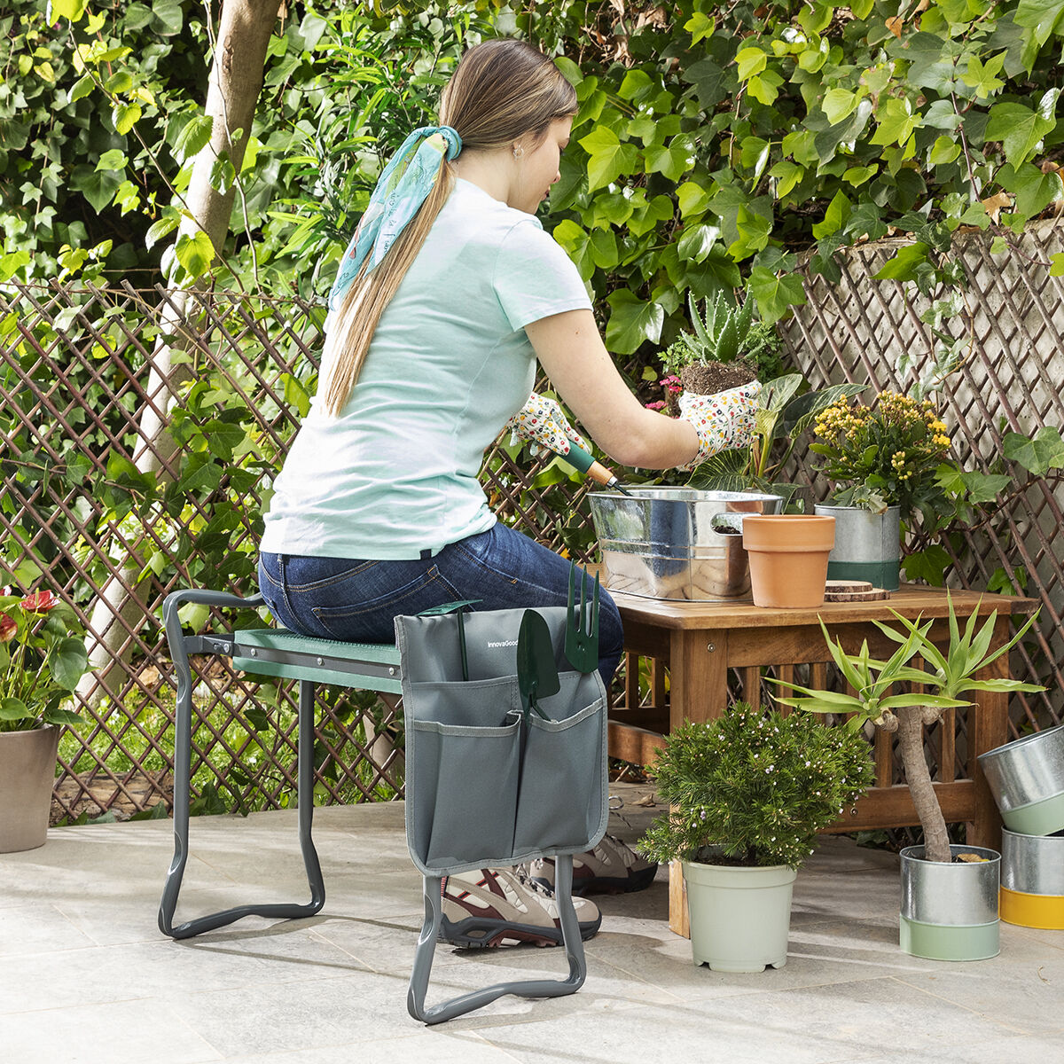 3-in-1 Folding Garden Seat with Bag for Tools