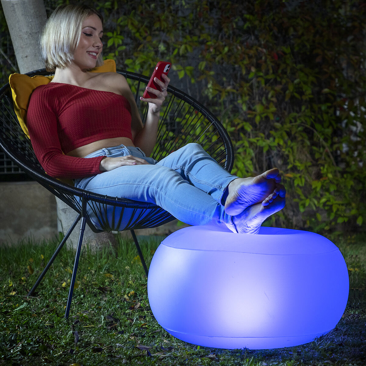 Inflatable Seat with Multicolour LED and Remote Control Pulight InnovaGoods