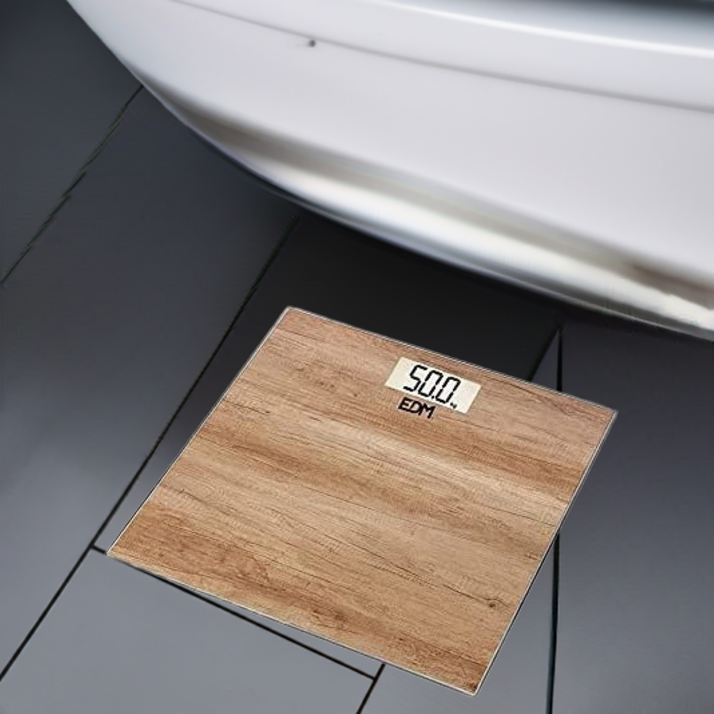 Digital Bathroom Scales EDM 07531 Brown Wood Crystal 180 kg