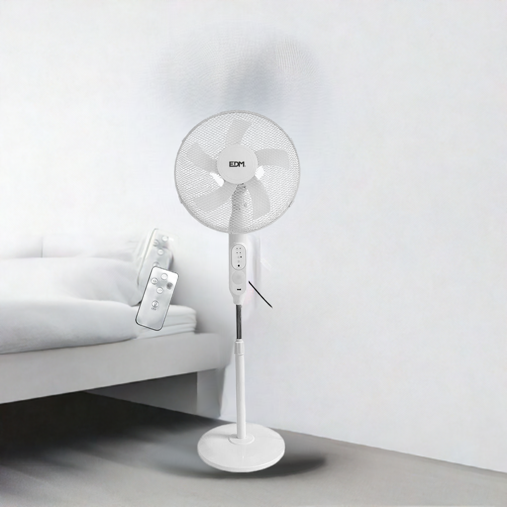 Freestanding Fan EDM 33523 White 25 W Solar